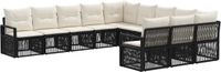 vidaXL Tuinbank - Set - 11 zitplekken - Zwart - Polyrattan