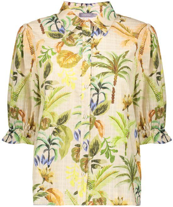 Geisha Blouse Met Tropische Print En Pofmouwen 63485 20 Sans/orange/green Dames Maat - S