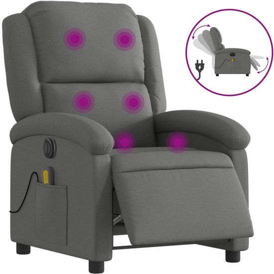 VidaXL Massagestoel elektrisch verstelbaar stof donkergrijs