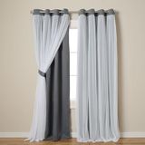 Exclusieve Home Curtains Catarina gordijnen, meerlaags, massief verduisteringsgordijn en doorschijnend raamgordijn met tule oppervlak, afmetingen: 52 x 84 cm, Black Pearl