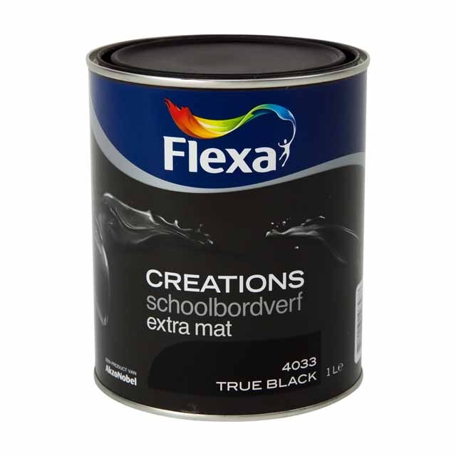 FLEXA Creations - Muurverf Schoolbordverf - 4033 - True Black - 1 liter