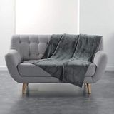 douceur d'intérieur Flanou Plaid (125 x 150 cm) Grijs, Flanel