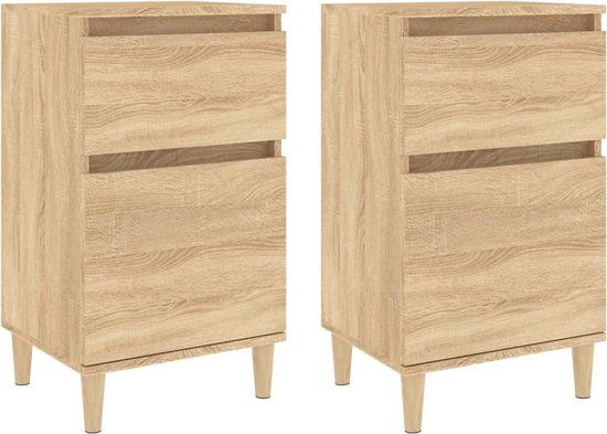 vidaXL Nachtkastjes - Set van 2 - Sonoma Eiken - Bewerkt Hout - 40x35x70 cm