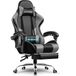 GTPLAYER Gamingstoel, bureaustoel, ergonomische pc-stoel, gamingstoel met massagesteun, task stoelen met voetensteun en hoofdsteun, grijs kunstleer
