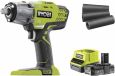 RYOBI 18V ONE+ accu-slagmoersleutel, 400 Nm, 3 modi, 1/2" vierkantopname, 2 Ah accu, met tas en 1/4" adapter, model R18IW3-120S