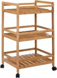 5Five Keukentrolley/kast - bruin - bamboe hout - 80 x 45 x 38 cm - 3 niveaus