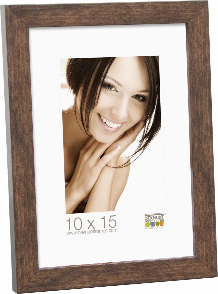 Deknudt Smalle kader fotokader hout bruin 20x20 cm