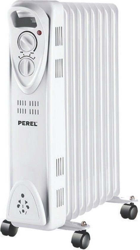 Perel 2000W Oil Radiator - 9 Ribs, 3 Heat Settings, White