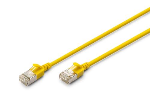 DIGITUS LAN-kabel Cat 6A - 5m - Slim versie AWG 32/7-10 Gbit/s - RJ45 netwerkkabel - F/FTP - PoE+ - LSZH - Compatibel met Cat-7, Cat-6, Cat-5e - Geel