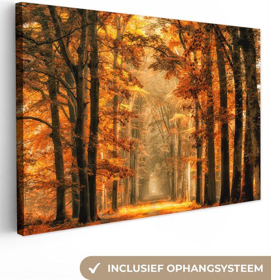 OneMillionCanvasses Canvas schilderij - Herfst Bos - 30x20 cm