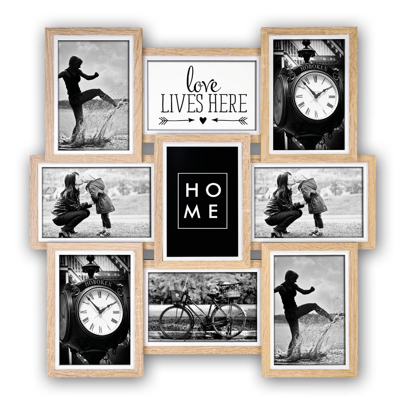 ZEP Kimpton Fotolijstset - 9 Foto's - 10x15 cm - Hout - Natuurlijk/Wit