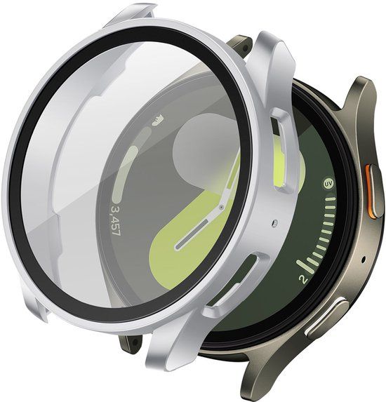 imoshion Ploonk B.V. Screenprotector - Geschikt voor Samsung Galaxy Watch 7 - 44 mm - Full Cover Hard Case / Beschermend Hoesje - Zilver