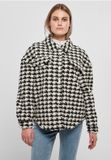 Urban Classics AOP Sherpa Overshirt Blouse Zwart/Wit Dames M