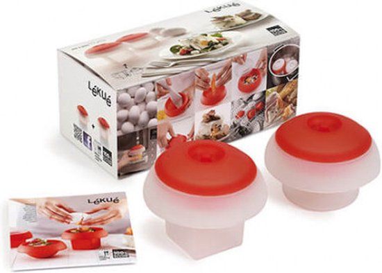 Lékué OVO 2 Kit - Rond en Vierkant - Transparant/Rood - Siliconen