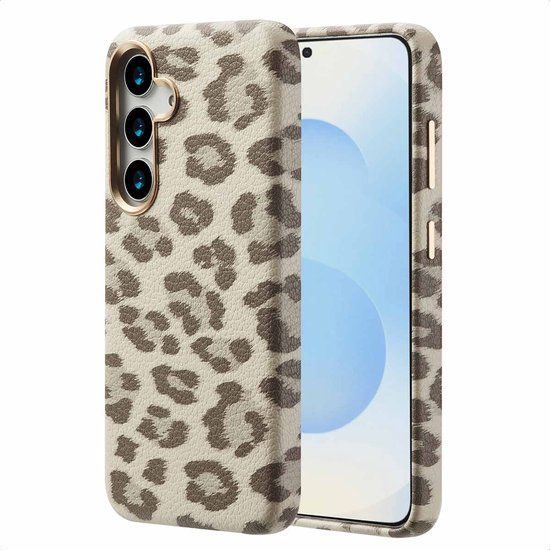Selencia Sabi Backcover Panterprint met MagSafe voor de Samsung Galaxy S25 - Soft Ivory