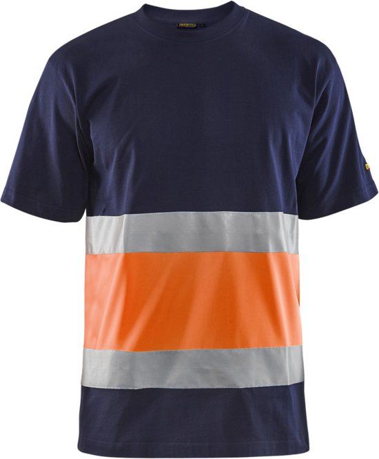 Blåkläder T-shirt High Vis 3387-1030 - Marineblauw/Oranje - XL