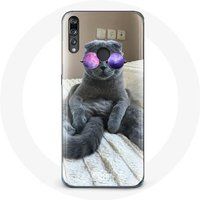 Maniacase Etui voor Huawei p30 lite Kat met paarse bril