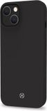Celly Chroom Siliconen hoesje - Geschikt voor Apple iPhone 14 - TPU Back Cover - Microfiber - Zwart