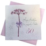 witte WHITE COTTON CARDS Wenskaart "Happy Lovely Sister", handgemaakt, 127 cm, wit