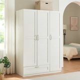 en.casa Kledingkast Finning 176x120x52 cm met 1 lade wit