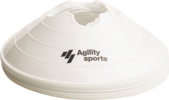 Agility Sports Markeringshoedjes 10 stuks - Pionnen - Markeringspionnen - Afbakenpionnen - Wit