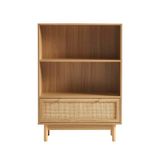 BAÏTA Boekenkast Helena eikeneffect en rotan riet, 80 cm