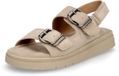Tamaris Dames Platte Sandalen Beige Suède Rubber Gesp 41