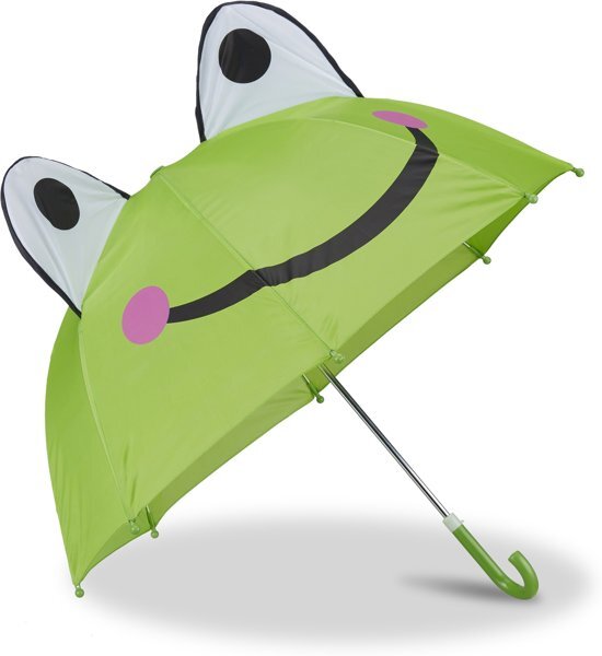 Relaxdays kinderparaplu diermotief - 3d paraplu - meisje - jongen - kinder paraplu Kikker