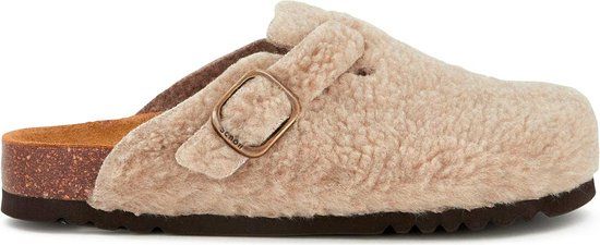 SCHOLL FAE NEW Synthetic shearling Womens Taupe FALSO Clogs - Taupe - Size 36