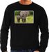 Bellatio Decorations Dieren sweater olifanten foto - zwart - heren - natuur / olifant cadeau trui - Afrikaanse dieren kleding / sweat shirt XXL