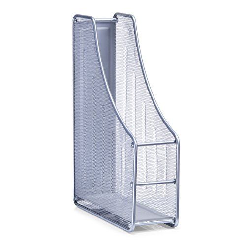 Zeller Zilveren lectuurbak/tijdschriftenbak van draadmetaal/mesh 9 x 35 cm