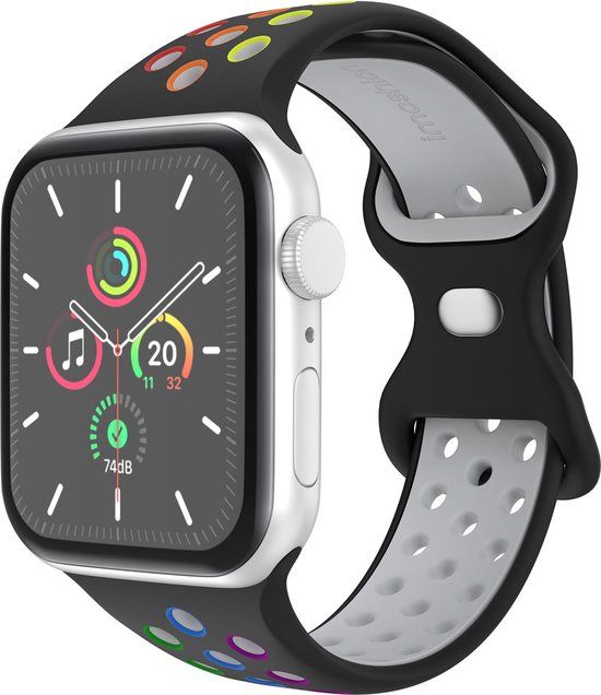 iMoshion Sport⁺ bandje Apple Watch 42/44/45/49mm - Black Rainbow - M/L