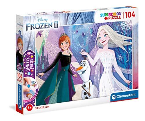 Clementoni Jewels Disney Frozen 2-104 puzzelstukjes voor kinderen, gemaakt in Italië, 6 jaar en ouder, 20182