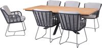 4 Seasons Outdoor Minerva Fabrice dining tuinset 220x95xH75cm 7 delig teak