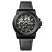 Ingersoll El Anvil 46,5 mm automatisch herenhorloge met zwarte wijzerplaat en zwarte leren band, zwart