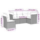 vidaXL 6-delige Loungeset met Kussens Poly Rattan Zwart
