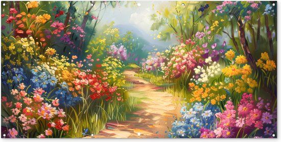 GreatGardenPosters Tuinposter 200x100 cm - Bloemen Landschap - Buiten decoratie