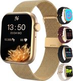 Nuvance Smartwatch Dames - Stappenteller Horloge Dames - Hartslagmeter Horloge - Geschikt voor iOS/Android - Incl. 5 Bandjes - Goud