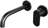 Brauer Black Edition Inbouw Wastafelmengkraan met Gebogen Uitloop en Rozetten Model C1 Mat Zwart