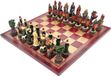 Échiquier italien, similicuir, or/bordeaux. 33 pièces. Pièces d'échecs italiennes, thème : Robin Hood