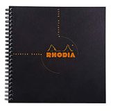 RHODIA 193609C - Spiraalschrift (Integrale Binding) Reverse Book Zwart - 21 x 21 cm - Kleine Ruitjes - 160 Afscheurbare pagina's - Clairefontaine Papier 80 g/m² - Soepele en Stevige Omslag