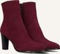 Notre-V 97436 Enkellaarsjes Dames Rood Suède Blokhak Puntige neus Ritssluiting 8 cm en hoger Maat 37