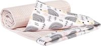 Baby Medi Partners Baby kruipdeken 100% katoen wafel 75x100 grijze egels met lichtroze wafel