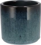 DK Design Bloempot Blue Glaze - Denimblauw - Aardewerk - Rond - D12 x H13 cm
