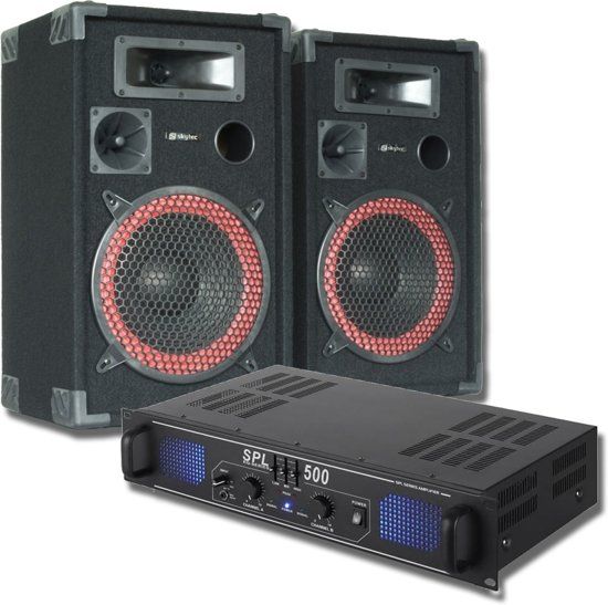 Skytec MaxiAxi DJ PA Speaker and Amplifier Combination 500W