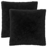 vidaXL Kussensloop 2 pcs heerlen zwart 80 x 80 cm pv fleece