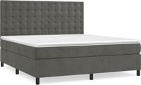 vidaXL Boxspringbed met matras, fluweel, donkergrijs, 180x200 cm