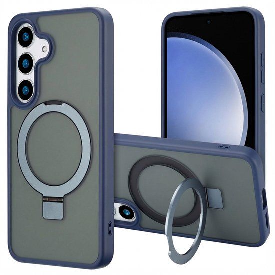 Accezz Ring Stand Backcover met MagSafe voor de Samsung Galaxy S25 - Blauw