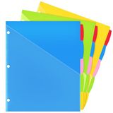 WOT I Duurzame 5-tabs bindmiddelverdelers met doorzichtig vak - 3 sets, herbruikbare plastic verdelers voor 3 ringmappen, 5 levendige kleuren, scheurbestendig, in totaal 15 tabbladen (school- en