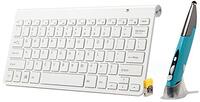 ZAORUN Computer Draadloos toetsenbord, KM-909 2,4 GHz draadloos multimedia-toetsenbord + draadloze optische penmuis met USB-ontvangerset compatibel voor computer PC laptop, willekeurige pen muis kleur levering (Blac